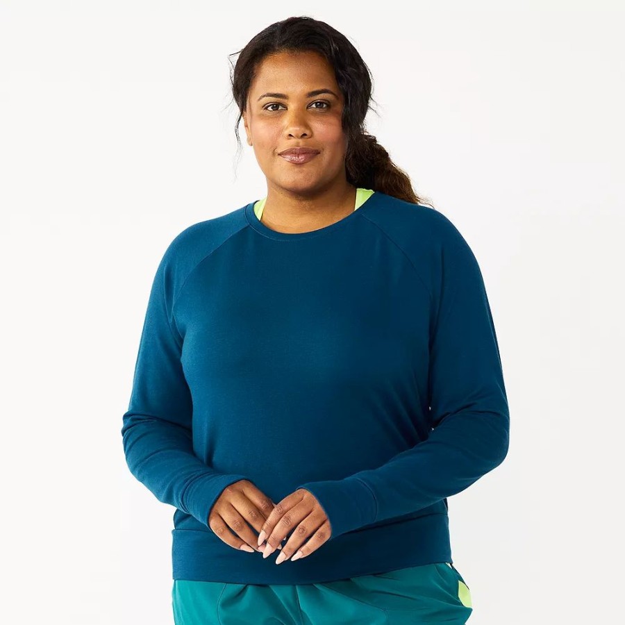 Clothing * | Plus Size Tek Gear Keyhole Back Long-Sleeve Tee