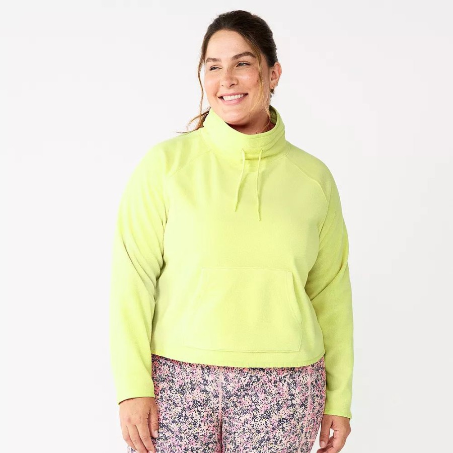 Clothing * | Plus Size Tek Gear Microfleece Crop Cowlneck Sweatshirt