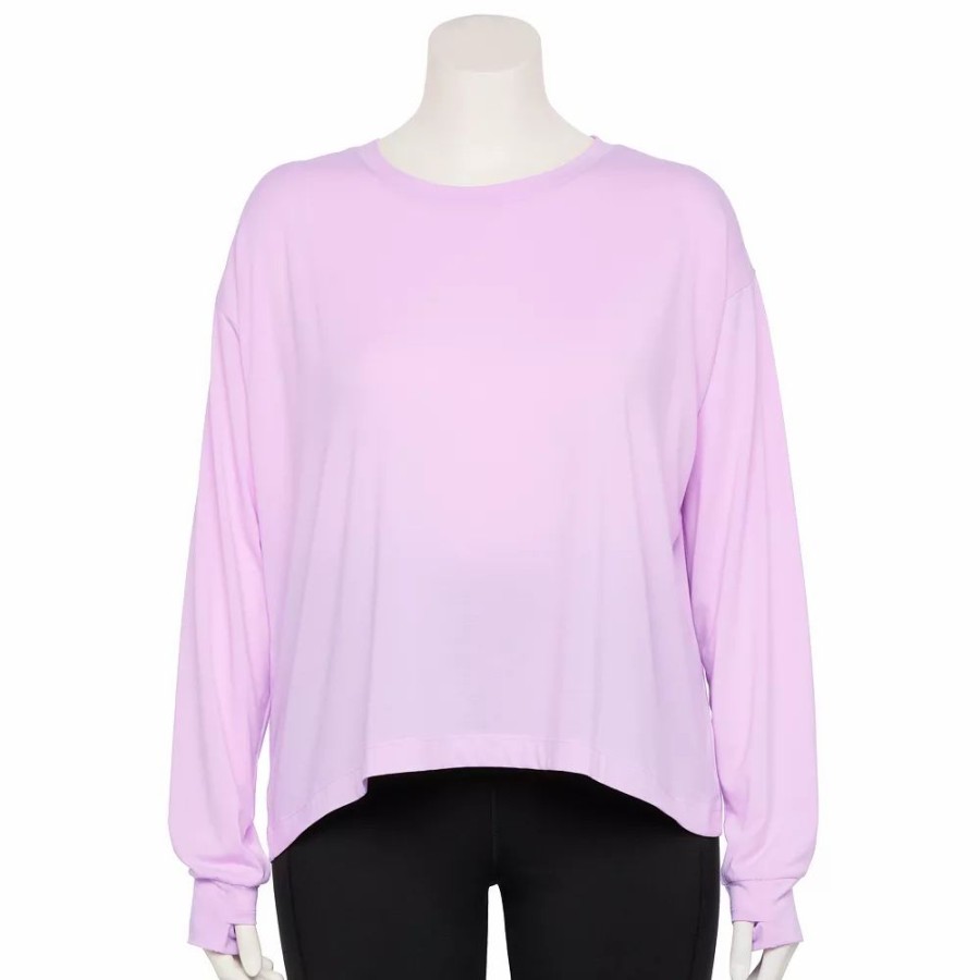 Clothing * | Plus Size Tek Gear Crewneck Crop Tee