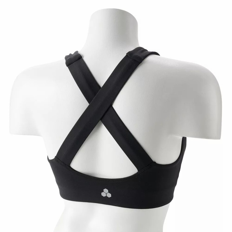 Clothing * | Tek Gear Tru Sculpt Compression Medium-Impact Sports Bra Black