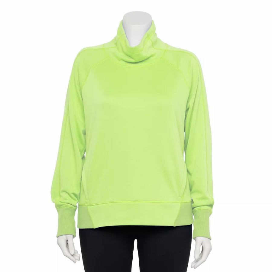 Clothing * | Plus Size Tek Gear Stretch Fleece Funnel Neck Top