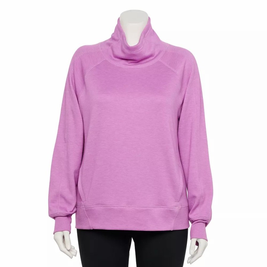 Clothing * | Plus Size Tek Gear Stretch Fleece Funnel Neck Top