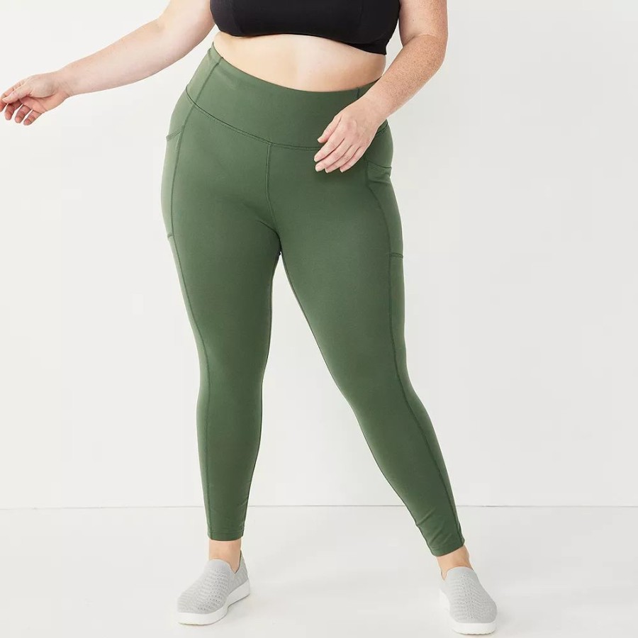 Clothing * | Plus Size Tek Gear High-Waisted Shapewear Leggings Esta Olive