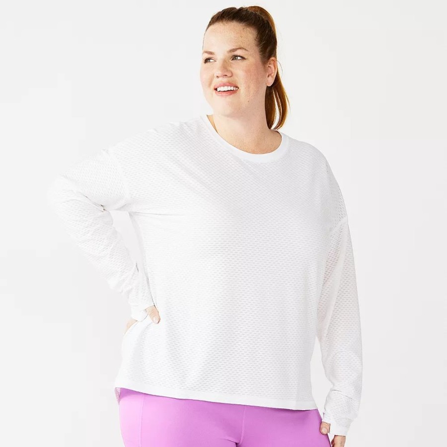 Clothing * | Plus Size Tek Gear Mesh Crewneck Tee