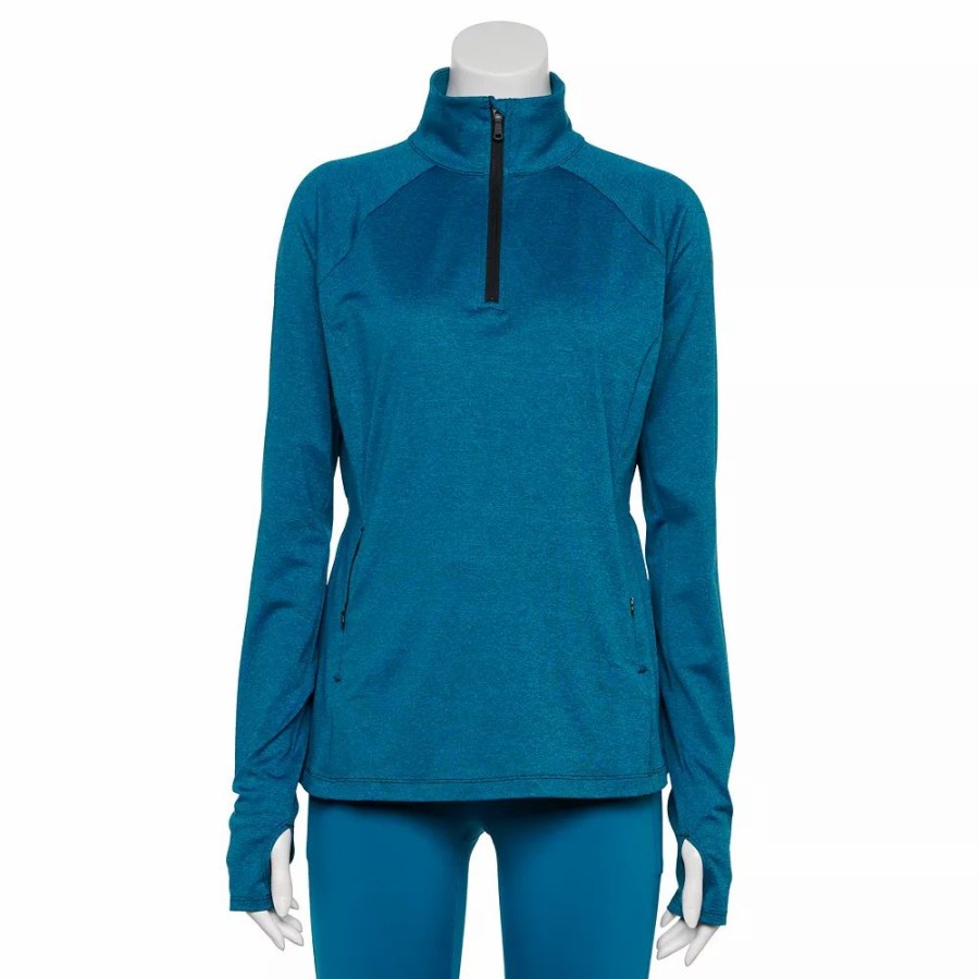 Clothing * | Women'S Tek Gear Performance Quarter-Zip Pullover Spectacular Teal