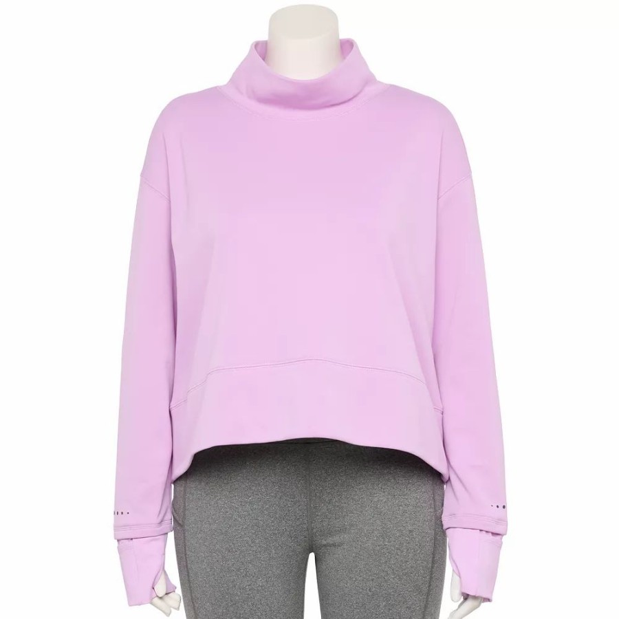 Clothing * | Plus Size Tek Gear Run Mockneck Long Sleeve Top