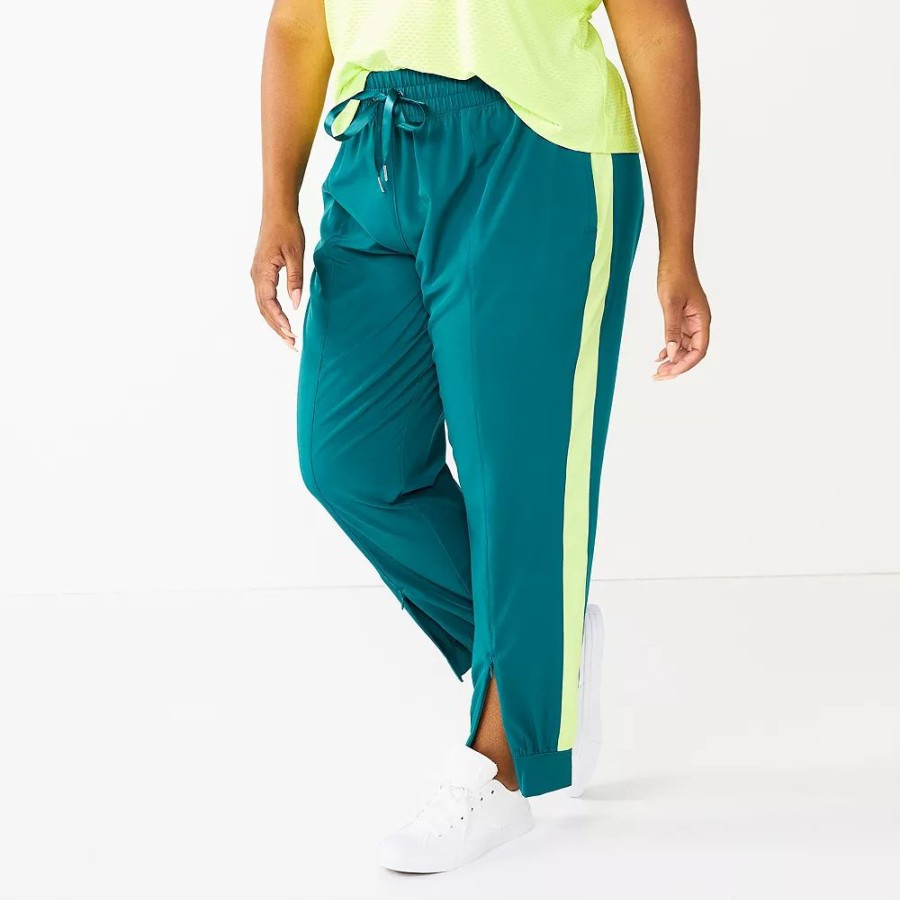 Clothing * | Plus Size Tek Gear Zipper-Hem Woven Track Pants