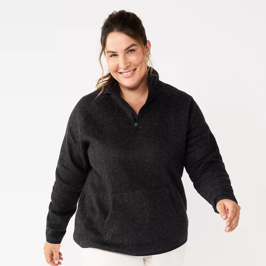 Clothing * | Plus Size Tek Gear Microfleece Quarter-Zip Top