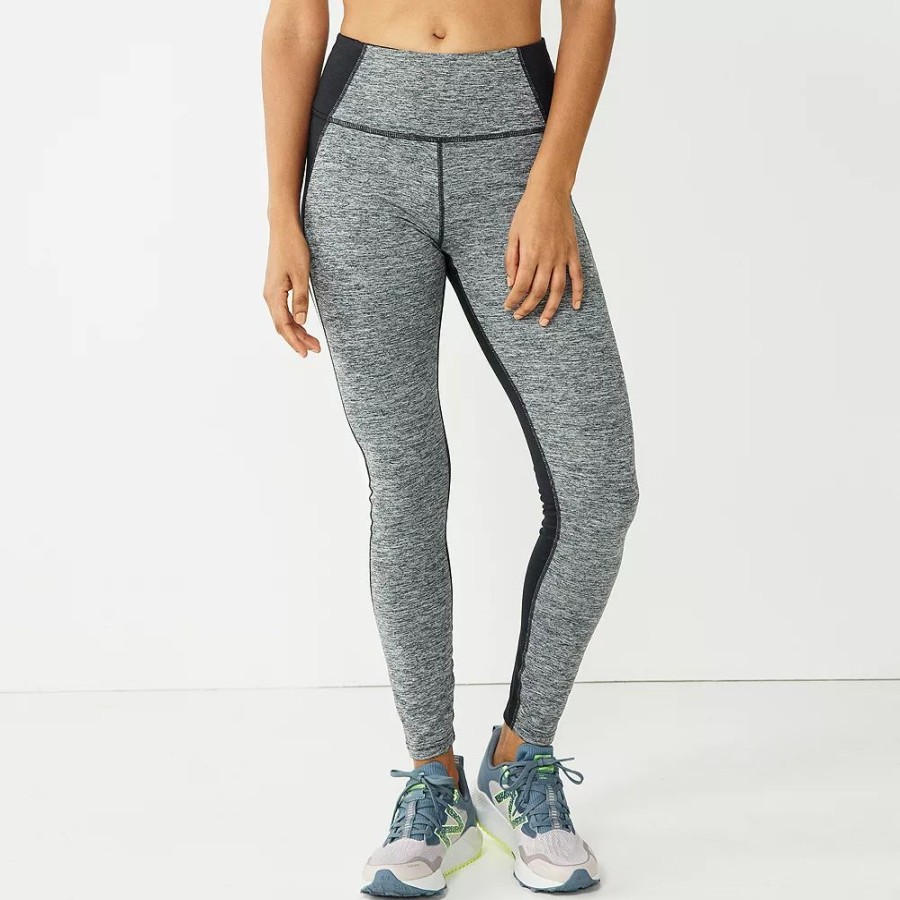 Clothing * | Women'S Tek Gear Brushed High-Waisted Leggings Charcoal Colorblock