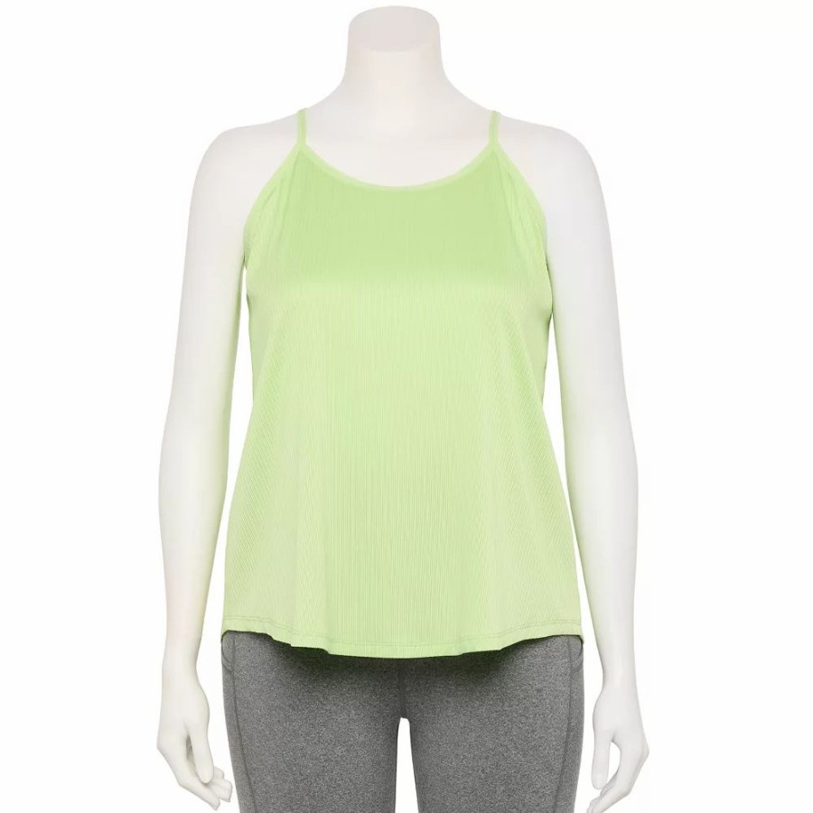 Clothing * | Plus Size Tek Gear Cross-Back Performance Tank Brisk Mint