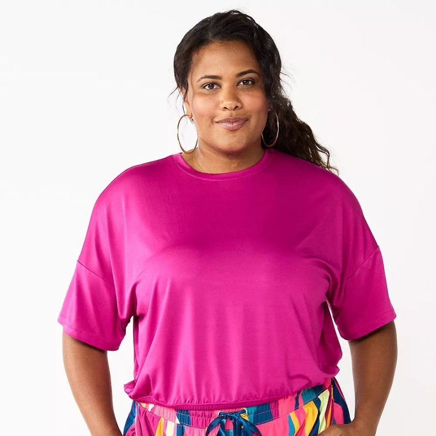 Clothing * | Plus Size Tek Gear Keyhole-Back Crop Top