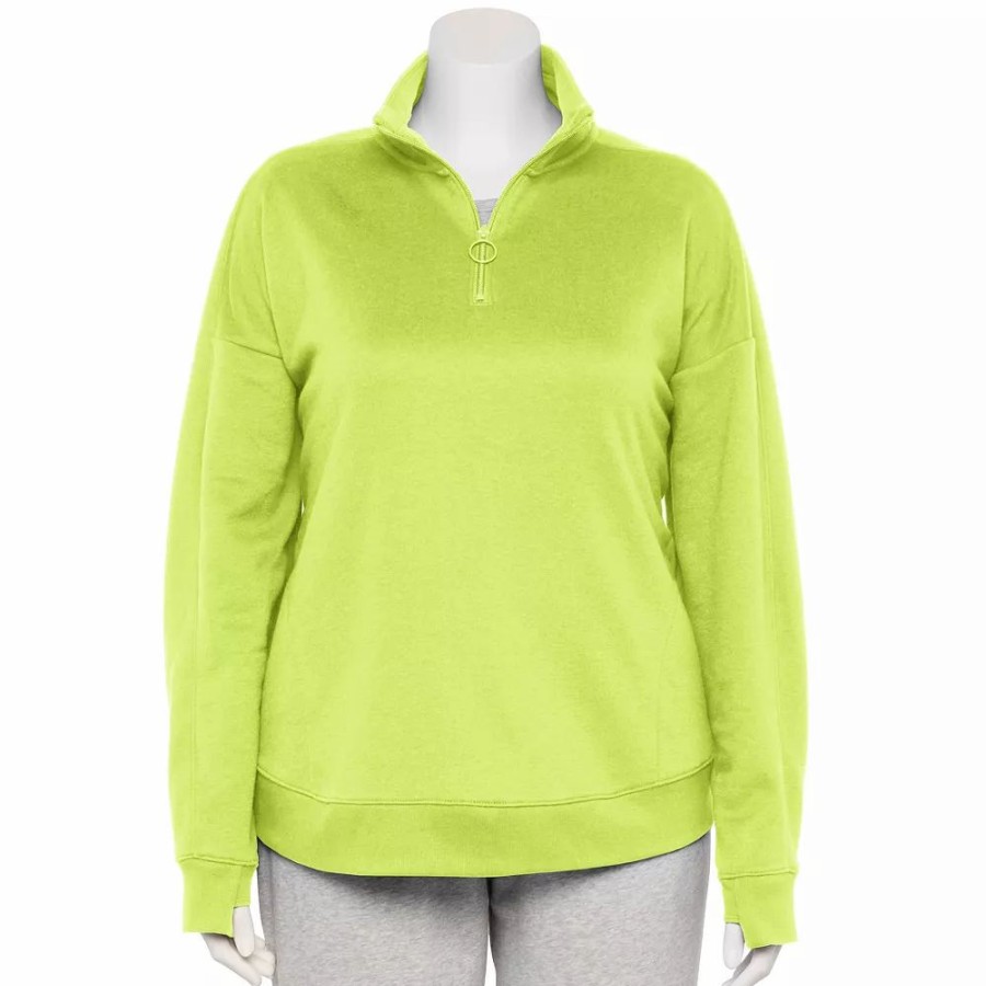 Clothing * | Plus Size Tek Gear Quarter-Zip Ultrasoft Fleece Jacket Real Lemon