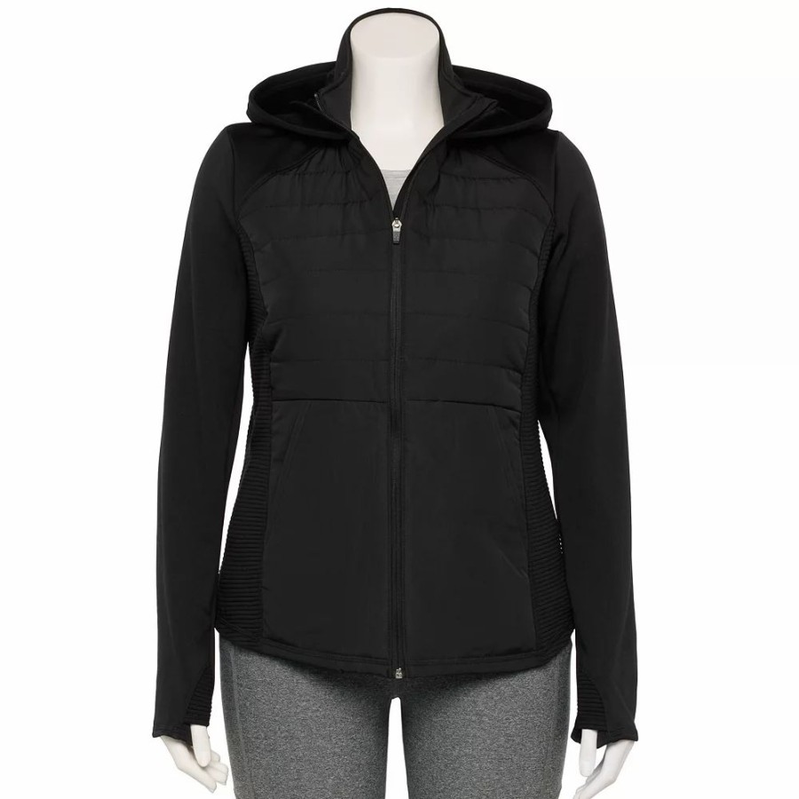 Clothing * | Plus Size Tek Gear Hooded Mixed-Media Jacket