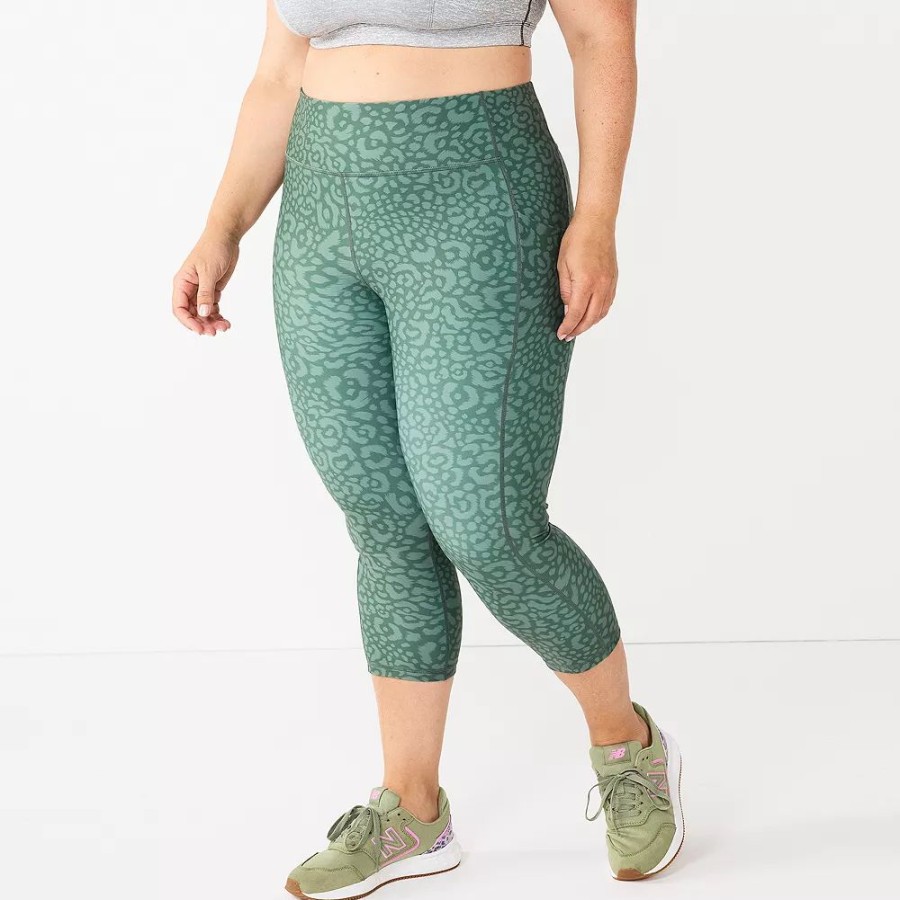 Clothing * | Plus Size Tek Gear Ultrastretch Pocket High-Waisted Capri Leggings