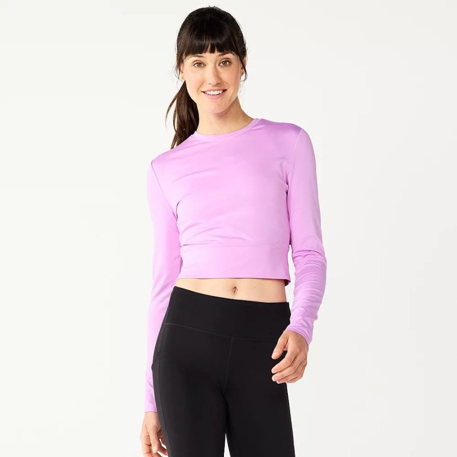 Clothing * | Women'S Tek Gear Ruffle Cutout Crop Tee