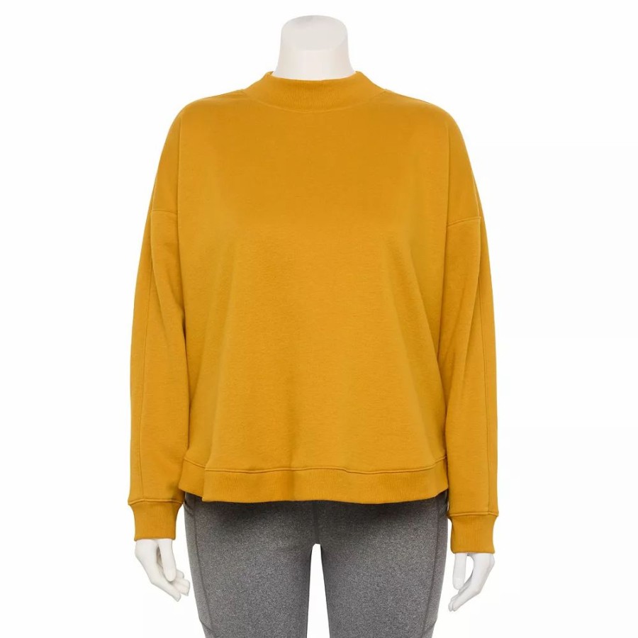 Clothing * | Plus Size Tek Gear Ultrasoft Fleece Mockneck Sweatshirt